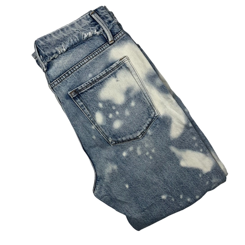 Good American Straight Leg Jeans Womens 6 Fits 28x29 Distressed‎ Bleach Splatter